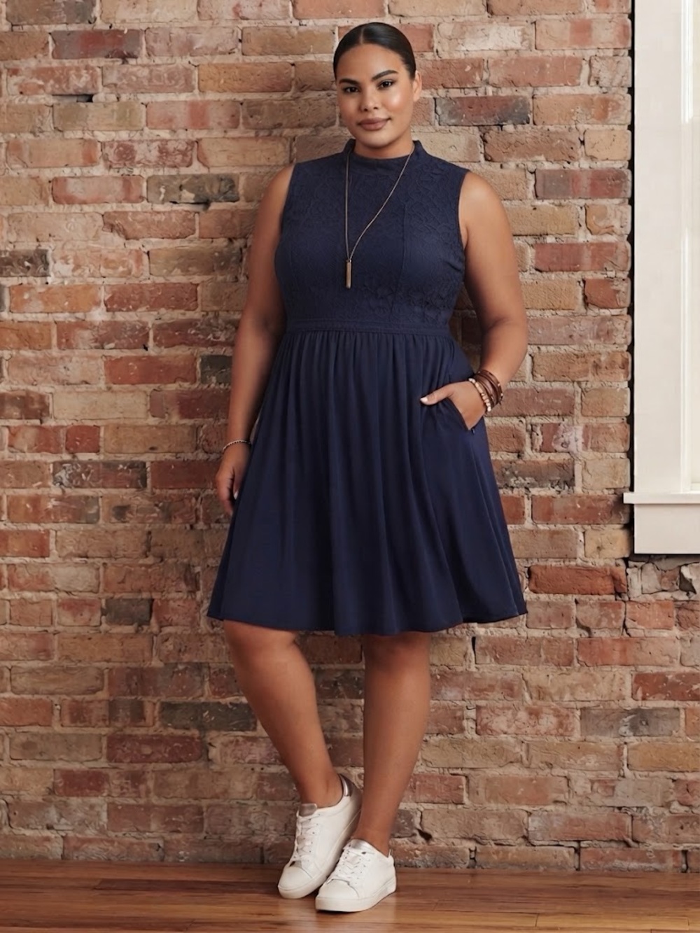 Target Navy Sleeveless Lace-Yoke Skater Dress size xl new with tags